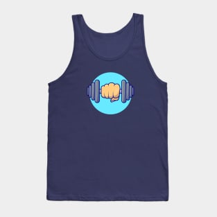 Hand Lifting Dumbbell Cartoon Vector Icon Illustration Tank Top